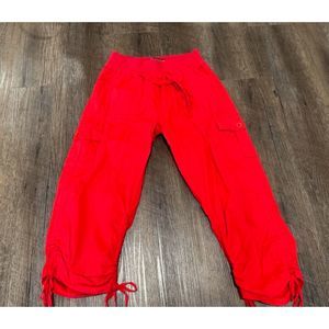 Helium London Shorts Juniors Small Red Cargo Capri Bermuda Lightweight Stretch